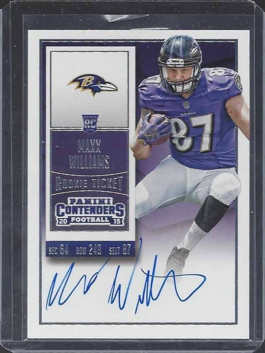 MAXX WILLIAMS 2015 CONTENDERS ROOKIE TICKET VARIATION ON CARD AUTO RC SP #227
