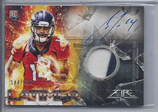CODY LATIMER 2014 TOPPS FIRE RPA 2 COLOR BRONCOS PATCH ONCARD AUTO RC #D 144/200