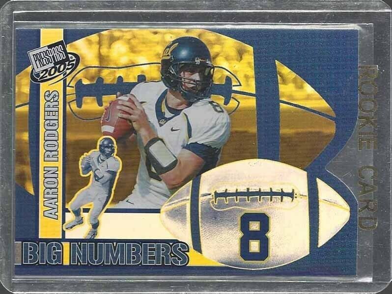 AARON RODGERS 2005 PRESS PASS BIG NUMBERS ROOKIE DIE CUT RC #25