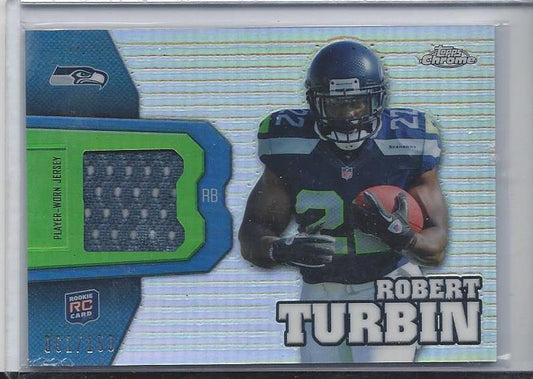 ROBERT TURBIN 2012 TOPPS CHROME SEAHAWKS REFRACTOR JERSEY RC #D 61/150