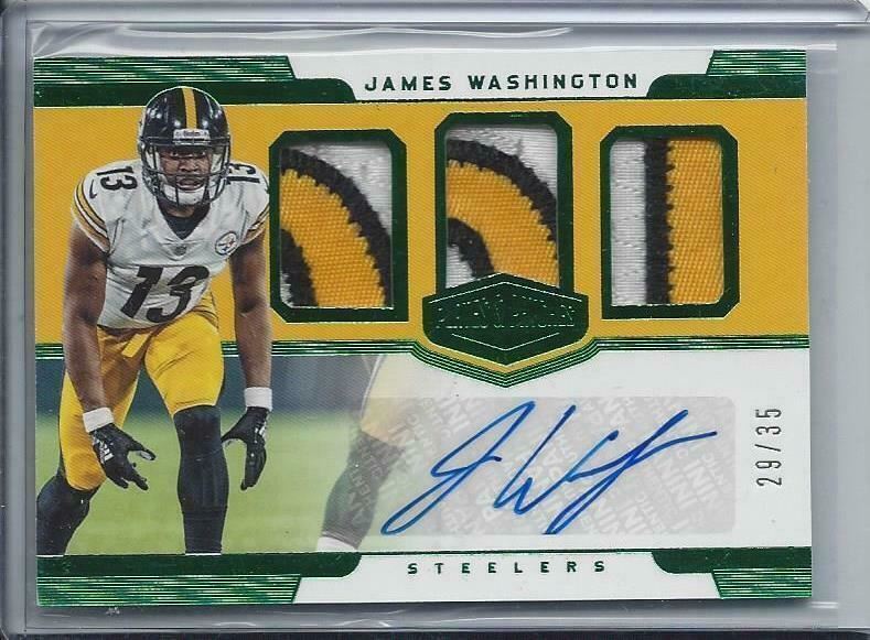 JAMES WASHINGTON 2018 PLATES & PATCHES EMERALD TRIPLE PATCH AUTO RC #D 29/35