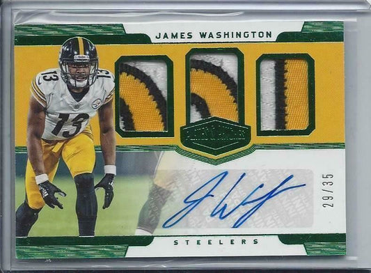 JAMES WASHINGTON 2018 PLATES & PATCHES EMERALD TRIPLE PATCH AUTO RC #D 29/35