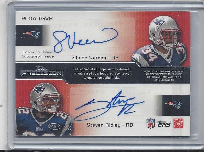 SHANE VEREEN RIDLEY THOMAS GATES 2011 TOPPS PRECISION QUAD ROOKIE AUTO RC #D /10