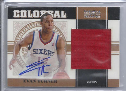 EVAN TURNER 2010-11 NATIONAL TREASURES COLOSSAL JUMBO JERSEY AUTO RC #D 40/49