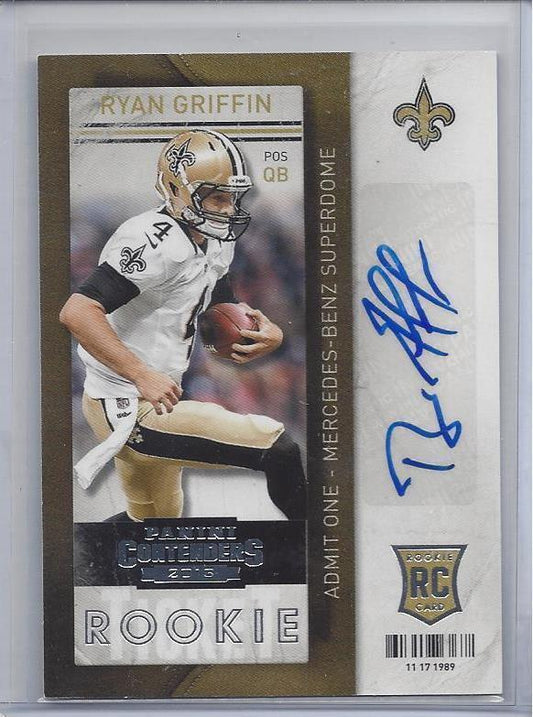 RYAN GRIFFIN 2013 PANINI CONTENDERS ROOKIE TICKET SAINTS VARIATION RC AUTO #179