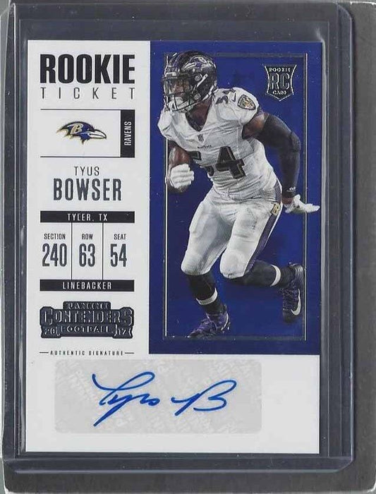 TYUS BOWSER 2017 CONTENDERS ROOKIE TICKET RAVENS AUTO RC #193
