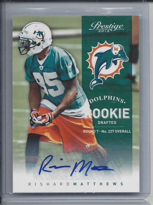 RISHARD MATTHEWS 2012 PRESTIGE DOLPHINS ROOKIE AUTO RC #D 396/799