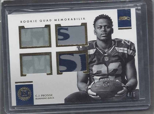 C.J. PROSISE 2016 ENCASED GOLD QUAD SEAHAWKS ROOKIE LOGO PATCH RC #D 4/5