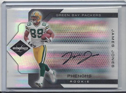 JAMES JONES 2007 LEAF LIMITED PHENOMS PACKERS ROOKIE AUTO RC #D 53/99