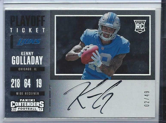 KENNY GOLLADAY 2017 CONTENDERS PLAYOFF TICKET VARIATION ON CARD AUTO RC #D 2/49