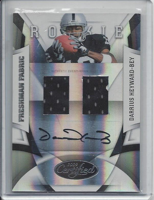 DARRIUS HEYWARD BEY 2009 CERTIFIED FRESHMAN FABRIC DUAL JERSEY AUTO RC #D 82/249