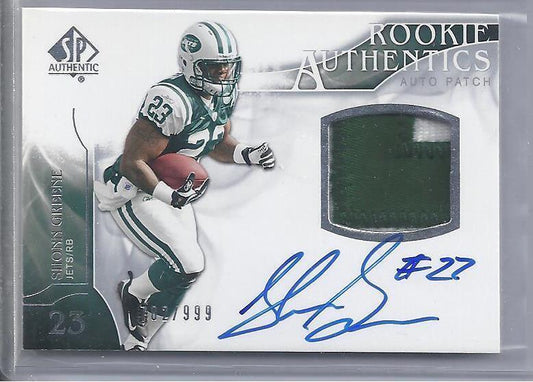 SHONN GREENE 2009 SP AUTHENTIC RPA 2 COLOR PATCH AUTO RC #D /999