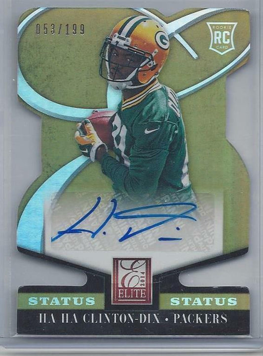 HA HA CLINTON DIX 2014 ELITE STATUS GOLD DIE CUT PACKERS AUTO RC #D /199