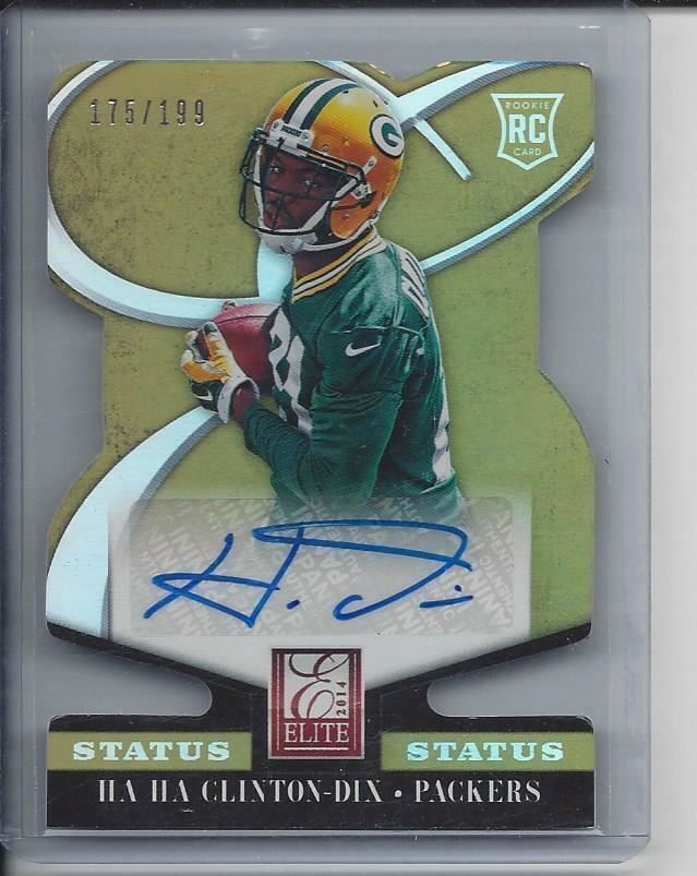 HA HA CLINTON DIX 2014 ELITE STATUS GOLD DIE CUT PACKERS AUTO RC #D /199