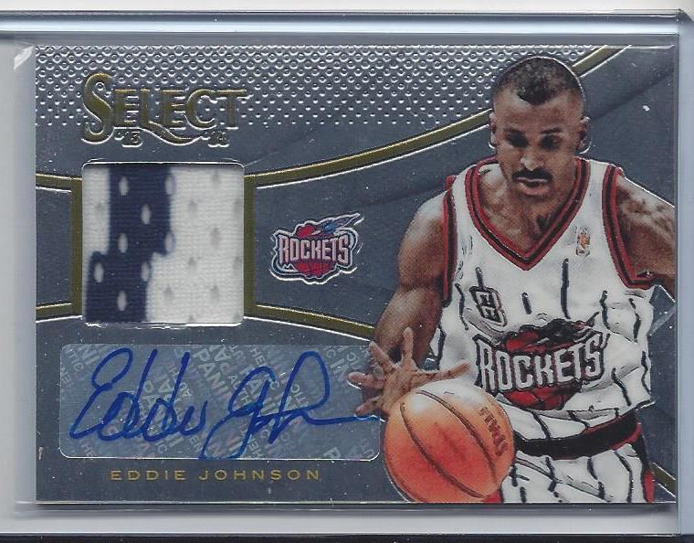 EDDIE JOHNSON 2013-14 SELECT VETERAN 2 COLOR ROCKETS JERSEY AUTO #2