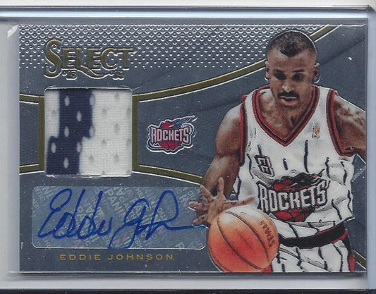 EDDIE JOHNSON 2013-14 SELECT VETERAN 2 COLOR ROCKETS JERSEY AUTO #2