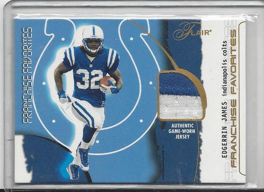 EDGERRIN JAMES 2002 FLAIR FRANCHISE FAVORITES COLTS 2 COLOR PATCH