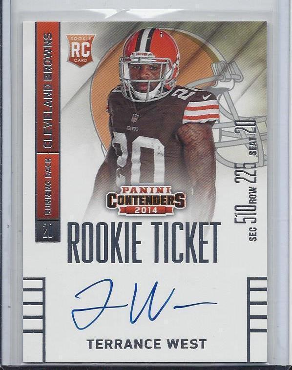 TERRANCE WEST 2014 CONTENDERS ROOKIE TICKET VARIATION ON CARD AUTO RC #230
