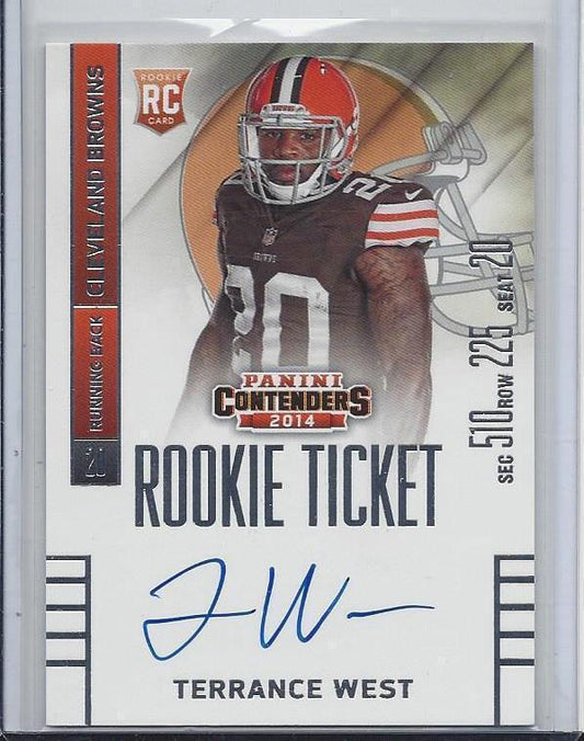 TERRANCE WEST 2014 CONTENDERS ROOKIE TICKET VARIATION ON CARD AUTO RC #230