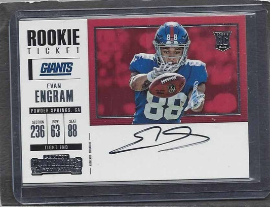 EVAN ENGRAM 2017 CONTENDERS ROOKIE TICKET VARIATION ON CARD AUTO RC SP #364