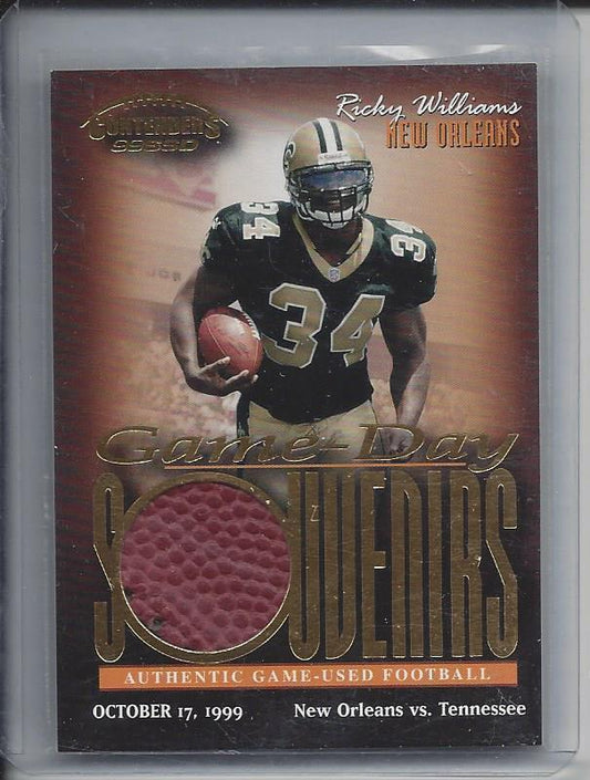 RICKY WILLIAMS 1999 PLAYOFF CONTENDERS SSD GAME DAY SOUVENIRS GU FOOTBALL RC