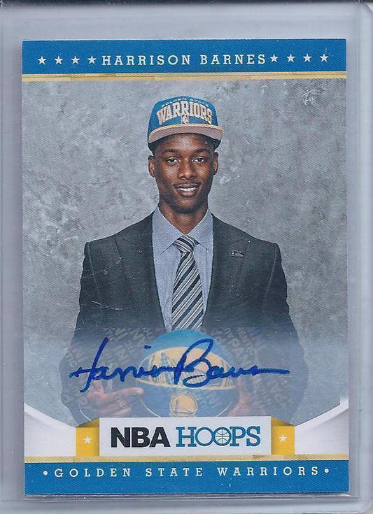 HARRISON BARNES 2012-13 NBA HOOPS FULL NAME ! GOLDEN STATE WARRIORS AUTO RC #281