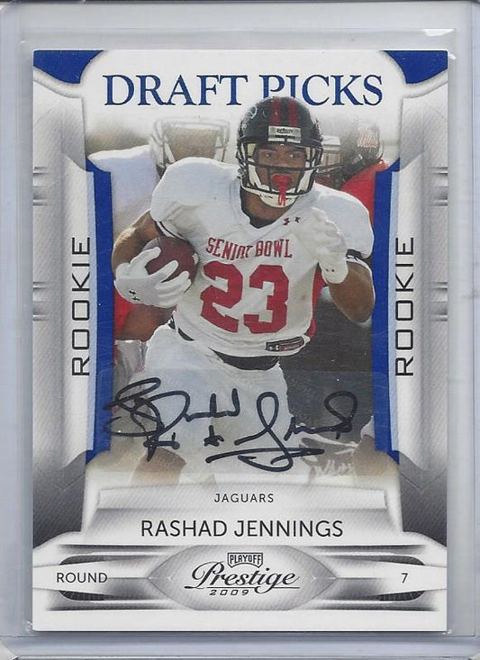 RASHAD JENNINGS 2009 PRESTIGE DRAFT PICKS BLUE AUTO RC #D 252/399