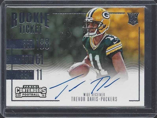 TREVOR DAVIS 2016 CONTENDERS ROOKIE TICKET HORIZONTAL VARIATION AUTO RC SP #378