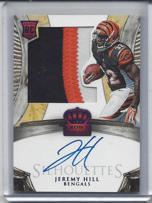 JEREMY HILL 2014 CROWN ROYALE PURPLE SILHOUETTE 3 COLOR PATCH AUTO RC #D 6/25