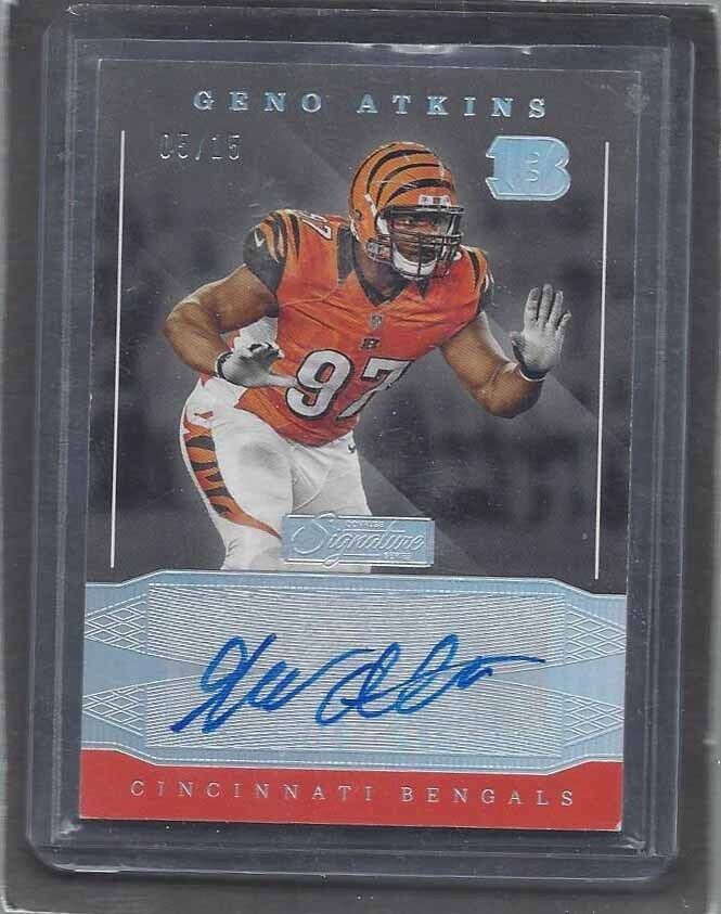 GENO ATKINS 2016 PANINI DONRUSS SIGNATURE SERIES SILVER HOLOFOIL AUTO #D 5/15