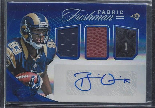 BRIAN QUICK 2012 CERTIFIED FRESHMAN FABRIC BLUE TRIPLE PATCH AUTO RC #D 48/49