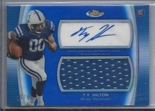 T.Y. HILTON 2012 TOPPS FINEST JUMBO JERSEY ROOKIE BLUE REFRACTOR AUTO RC #D /99