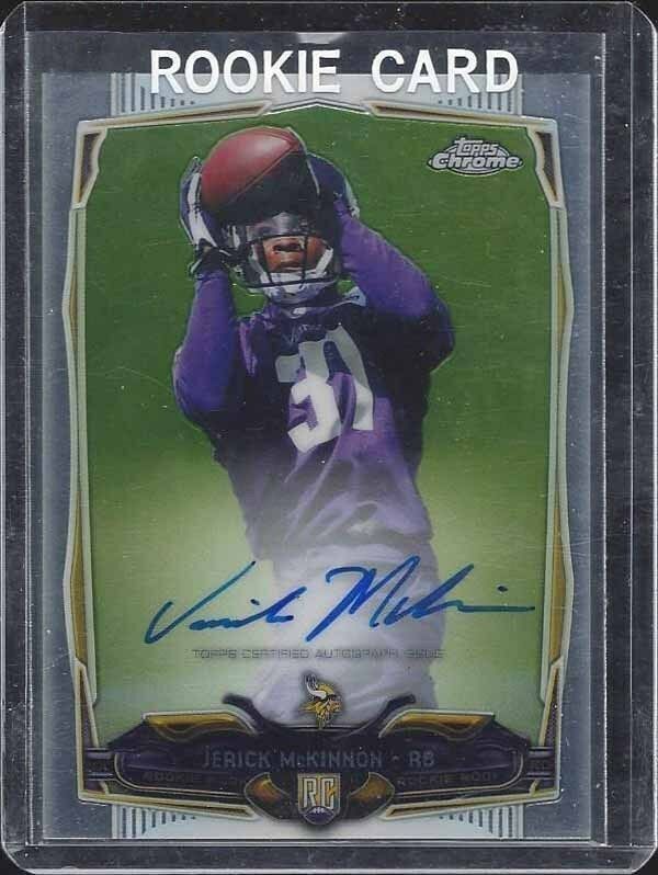 JERICK MCKINNON 2014 TOPPS CHROME VIKINGS ON CARD ROOKIE AUTO RC #160