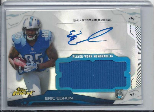 ERIC EBRON 2014 TOPPS FINEST REFRACTOR JUMBO LIONS JERSEY ROOKIE AUTO RC