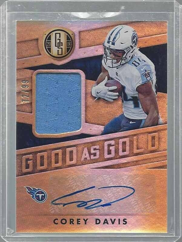 COREY DAVIS 2018 GOLD STANDARD GOOD AS GOLD JERSEY AUTO #D 72/99