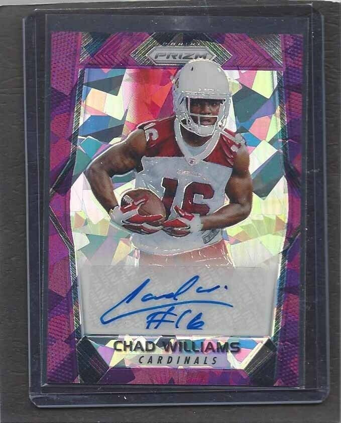 CHAD WILLIAMS 2017 PANINI PRIZM PURPLE CRACKED ICE CRYSTALS AUTO RC #D 3/75