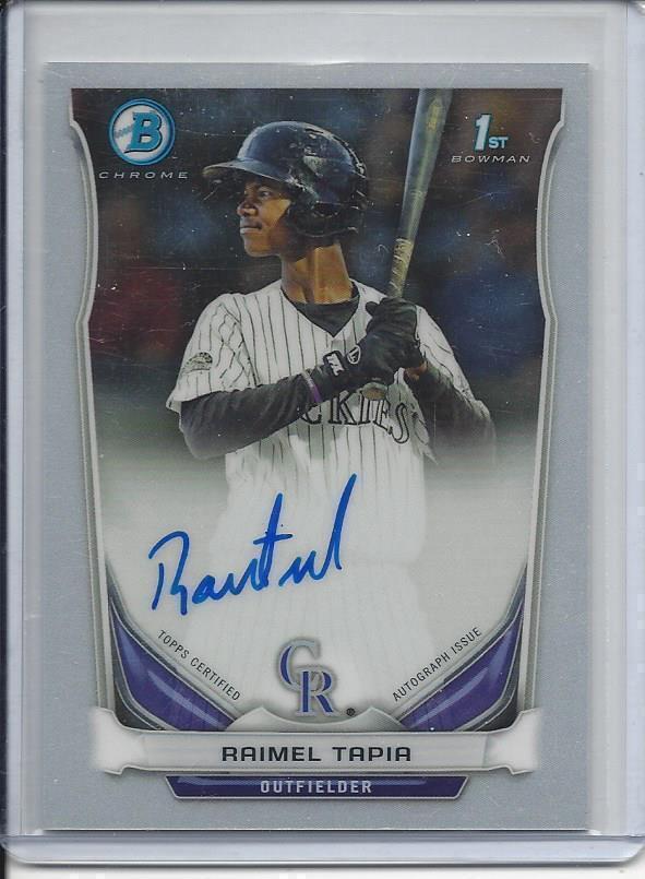 RAIMEL TAPIA 2014 BOWMAN CHROME PROSPECTS ROCKIES ON CARD AUTO RC