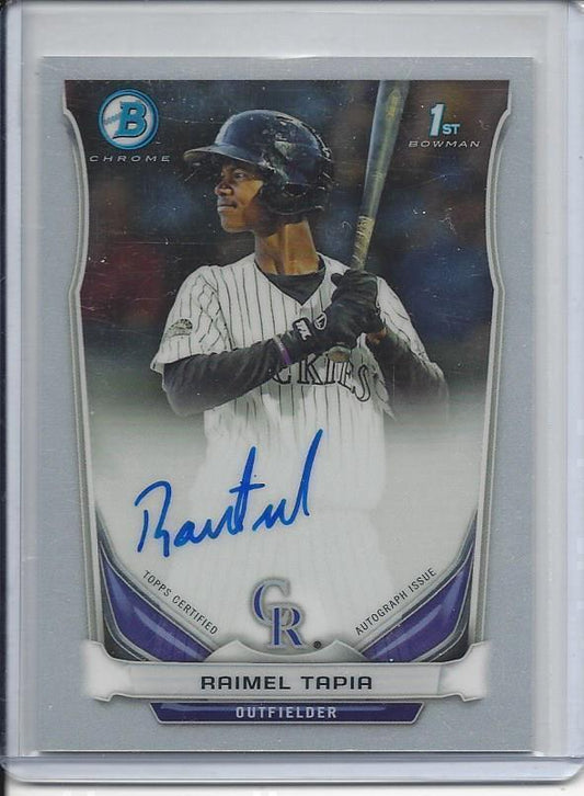 RAIMEL TAPIA 2014 BOWMAN CHROME PROSPECTS ROCKIES ON CARD AUTO RC