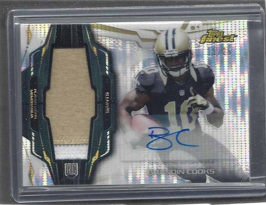 BRANDIN COOKS 2014 TOPPS FINEST PULSAR REFRACTOR RPA JUMBO PATCH AUTO RC #D /25