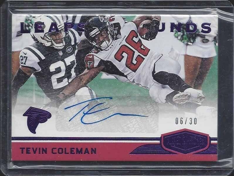 TEVIN COLEMAN 2018 PLATES & PATCHES LEAPS & BOUNDS PURPLE AUTO #D 6/30