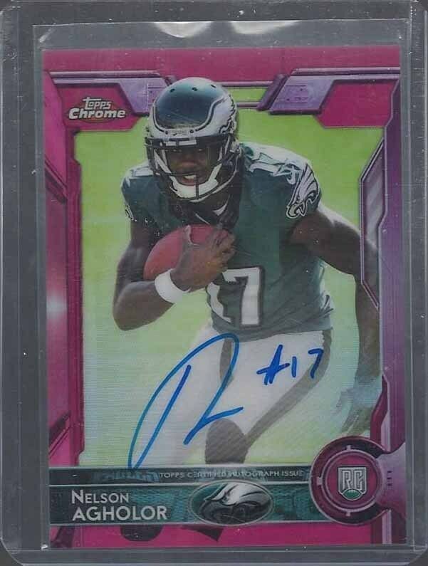 NELSON AGHOLOR 2015 TOPPS CHROME PINK REFRACTOR ON CARD AUTO RC #D 41/75