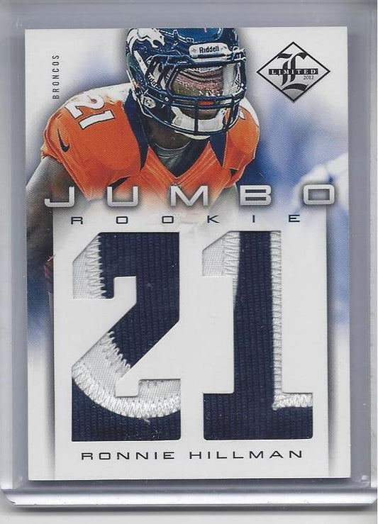 RONNIE HILLMAN 2012 LIMITED JUMBO JERSEY NUMBER NAMEPLATE PATCH RC #D 18/49
