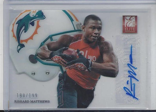 RISHARD MATTHEWS 2012 ELITE HARD HATS ACETATE DOLPHINS ROOKIE AUTO RC #D /199