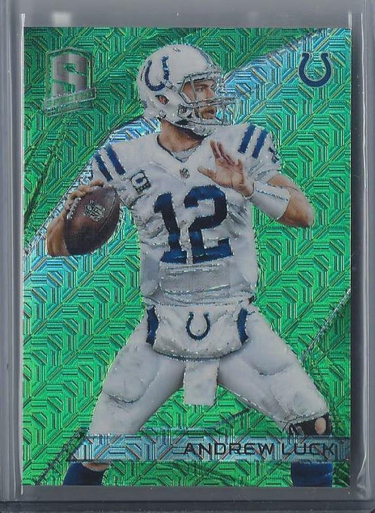ANDREW LUCK 2015 PANINI SPECTRA NEON GREEN PRIZM REFRACTOR #D 17/25