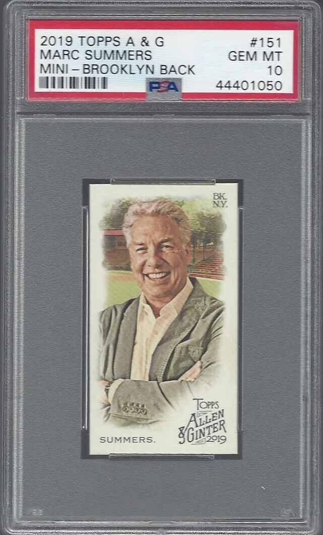 MARC SUMMERS 2019 ALLEN GINTER MINI BROOKLYN BACK HAND #D /25 PSA 10 GEM POP 1/1