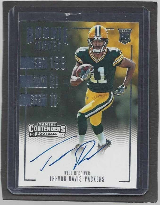 TREVOR DAVIS 2016 PANINI CONTENDERS ROOKIE TICKET PACKERS ON CARD AUTO RC #338