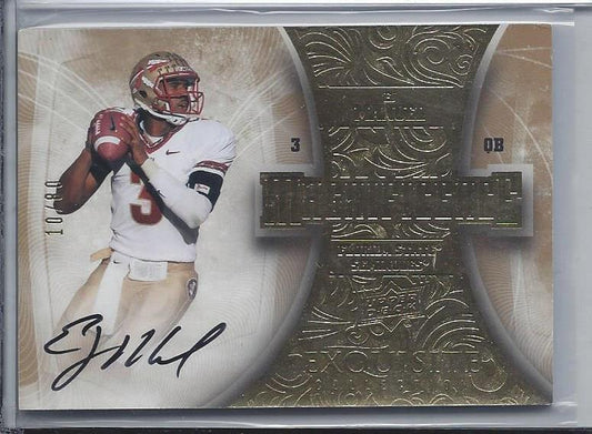E.J. MANUEL 2013 UD EXQUISITE MAGNIFICENCE FLORIDA STATE ONCARD AUTO RC #D 10/80