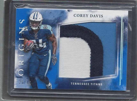 COREY DAVIS 2017 PANINI ORIGINS BLUE JUMBO 3 COLOR ROOKIE PATCH RC #D 26/49