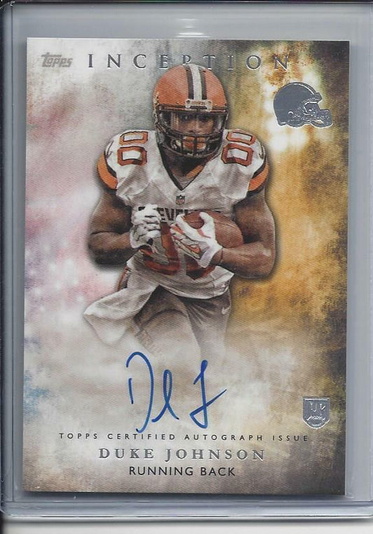 DUKE JOHNSON 2015 TOPPS INCEPTION BROWNS ON CARD ROOKIE AUTO RC #22