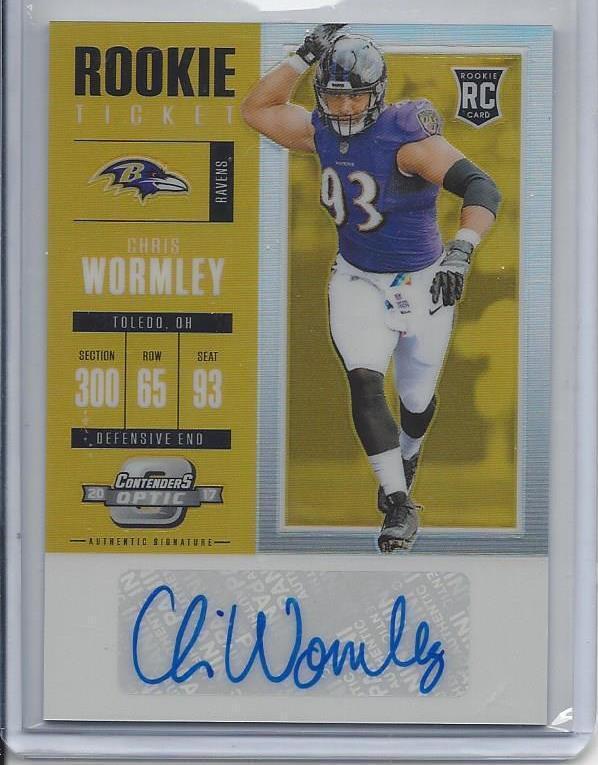 CHRIS WORMLEY 2017 CONTENDERS OPTIC GOLD HOLO ROOKIE TICKET ON CARD AUTO RC /10